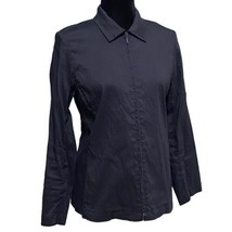 Eileen Fisher Black Linen Blend Stretch Full Zip Light Jacket Size Petit... - $31.99