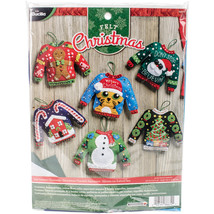 Bucilla Felt Ornaments Applique Kit Set Of 6-Ugly Sweater - £23.03 GBP
