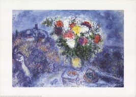 MARC CHAGALL Flowers 19.75" x 27.5" Offset Lithograph 1995 Modernism - $62.37