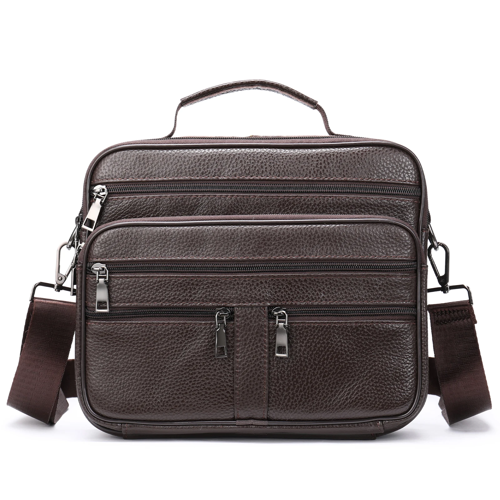 Genuine Leather Shoulder Bag for Men Black Cowhide Leather Handbag for M... - $54.27
