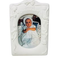Vtg New Russ Berrie Baby Christening Porcelain 3.5 X 5" Photo Frame - $16.82