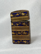 Lighter Case Made In Italy Blue Enamel And Embossed Metal W/1950 Zippo Insert - $197.99