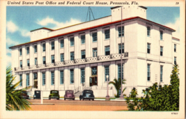 United States Post Office and Federal Court House Pensacola Florida Vtg Postcard - £5.29 GBP