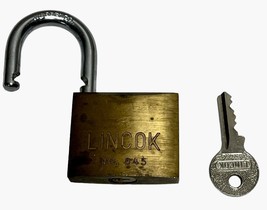Vintage Lincok Lock Padlock No. 845 with Key Works - £10.74 GBP