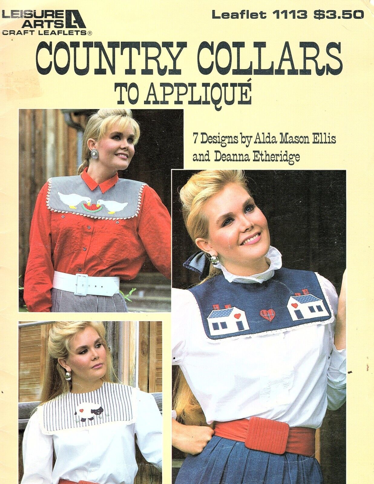 Leisure Arts Country Collars to Applique 7 Designs Sewing Pattern 1987 - $8.56