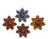 Flower Wall Plaques Set of 4  Glass and Metal Multicolor 18&quot; Diameter - £77.97 GBP