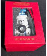 JL Hudson&#39;s Christmas Ornament Santa Bear Holding 8 Ball Wearing a 1999 Hat - £7.73 GBP