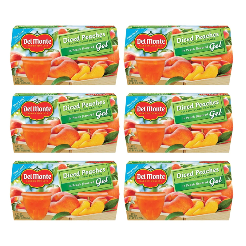 Del Monte Diced Peaches in Peach Flavored Gel Fruit Cups, 4.5 Ounce Cups (Pack o - $31.08