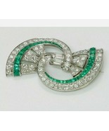 2.00 Ct Cubic zirconia Diamond Antique Pin Brooch 14K White Gold Plated - $85.02