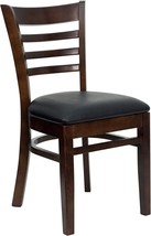 Ladder Back Restaurant Chair In Walnut Wood With Black Vinyl Seat From F... - £128.48 GBP