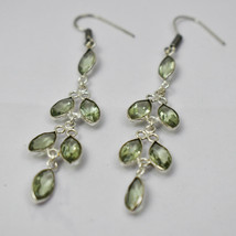 925 Sterling Silver Leaf Shape Green Amethyst Earring BES-1257 Women Her Gift - £15.81 GBP