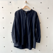XL - Eileen Fisher Black 100% Wool Button Up Long Sleeve Shirt Top 0430RM - £46.21 GBP