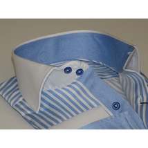 Mens Shirt J.Valintin Turkey Usa Egyption Cotton Axxess Style 1A19-68 Blue image 3