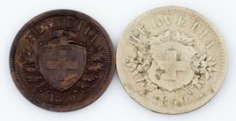 1850 Switzerland Coin Lot (2pcs) 2-20 Rappen KM# 4.1, 7 - $85.54 CAD