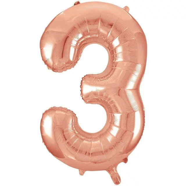 Unique Industries Foil Big Number 3 Shaped 34.0" Bronze Solid Print Balloon - £4.77 GBP