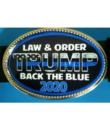 TRUMP 2020 Epoxy Belt Buckle - BACK THE BLUE - LAW &amp; ORDER - NEW! - $16.78