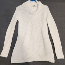Chicos Ivory Sequin Embellished Cowl Neck Long Sleeve Sweater Sz 0 US S ... - $19.75