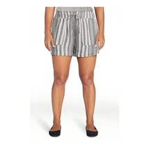 Time and Tru Womens White Black Stripe Linen Pull On Drawstring Shorts S... - £11.98 GBP