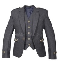 Argyll Jacket Grey Blazer 5 Button Waistcoat Matching Bone Buttons Regul... - $88.78