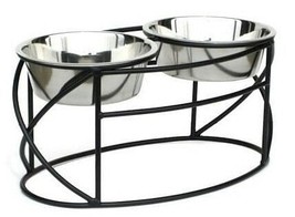 Oval Cross Double Raised Feeder Large Black - $2,656.00 MXN