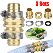 3/4&quot; Garden Brass Mender Repair Kit Water Hose Male Female Quick Connect... - £24.77 GBP