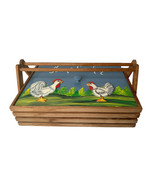 Vintage Handpainted Wooden Box Home Cookin&#39;  Roosters w/Handles Farmhous... - $34.64