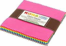 5&quot; Charm Pack Squares Kona Cotton Solids 2017 New Colors Fabric Precuts M201.13 - £8.66 GBP