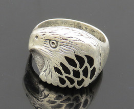 SOUTHWESTERN 925 Silver - Vintage Black Onyx Eagle Band Ring Sz 8.5 - RG17576 - £67.09 GBP