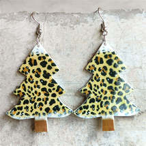 Yellow Acrylic &amp; Silver-Plated Leopard Christmas Tree Drop Earrings - £11.05 GBP