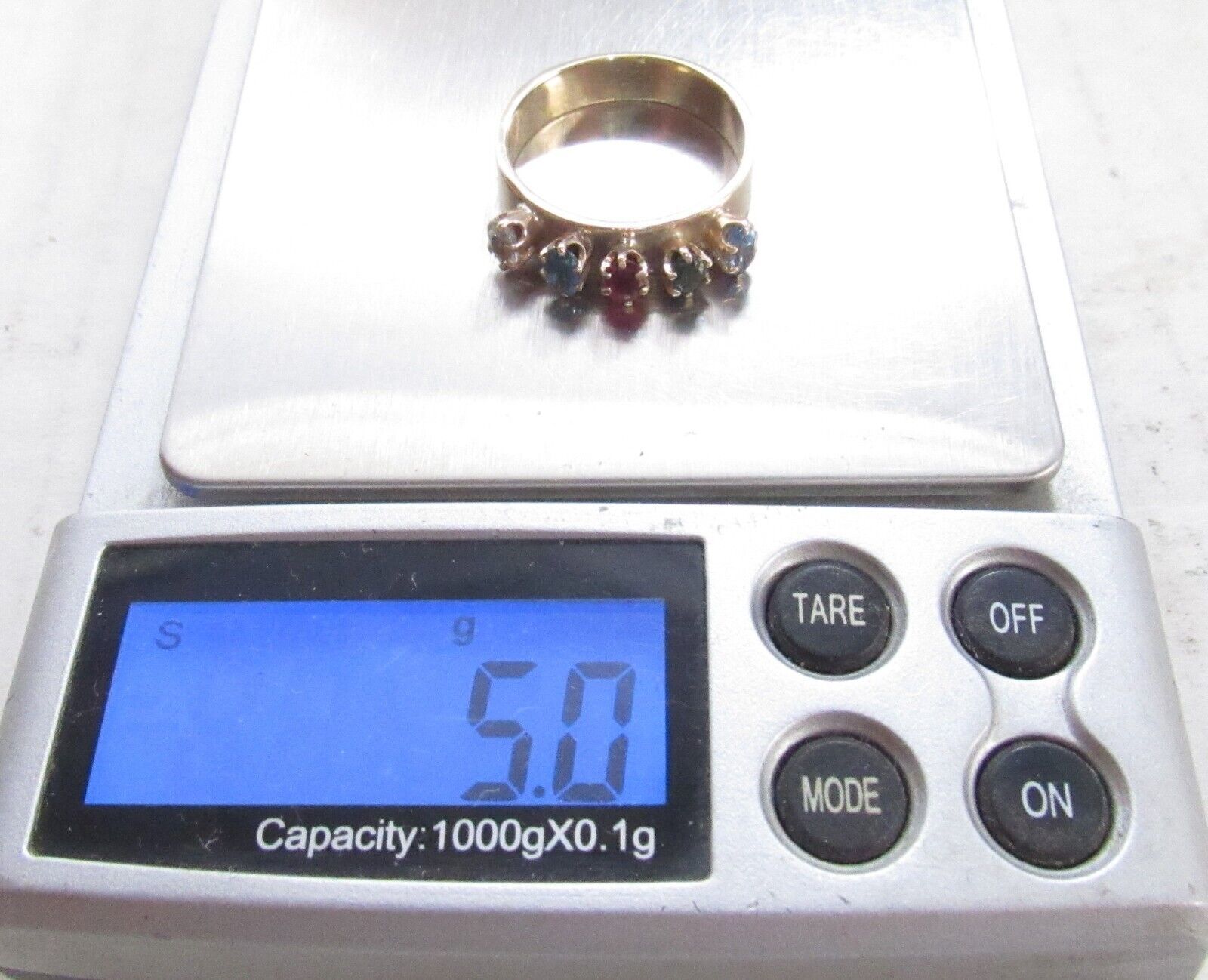 14k Yellow Gold Mother's Sz 8.75 Ring 4mm Band 5 Birthstone .50ct Custom Made 5g Item image 10