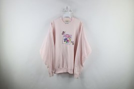 Vtg 90s Country Primitive Womens XL Distressed Flower Seeds Butterfly Sweatshirt - £35.19 GBP