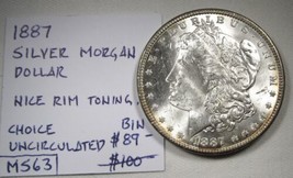 1887 Silver Morgan Dollar CH UNC Coin AN537 - $88.11