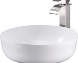 White Porcelain Ceramic Vessel Vanity Sink Art Basin With Brushed Nickel... - $129.96