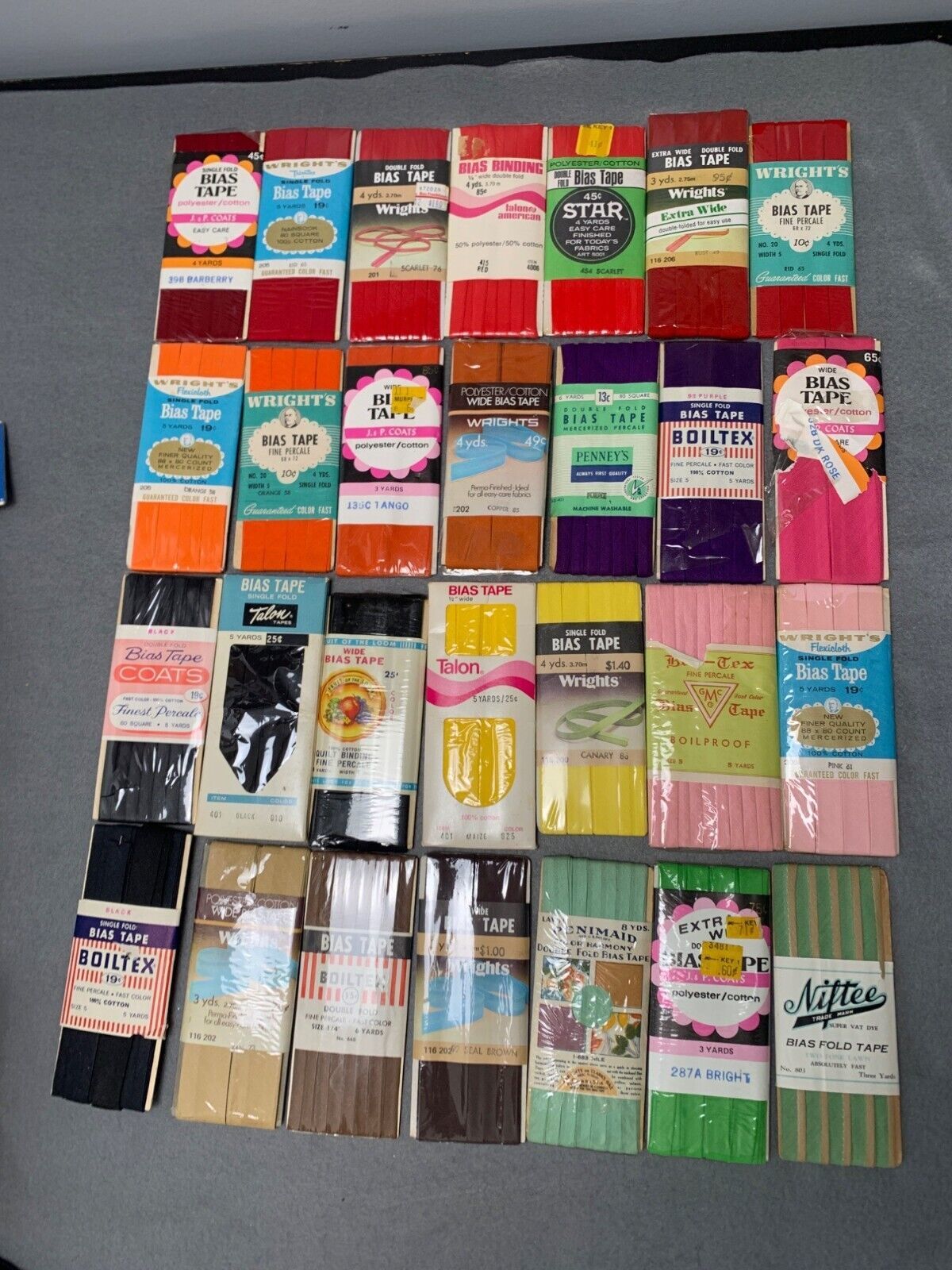 Vintage Bias Tape Assortment Lot 50+ Packs Various Brands &amp; Colors Sewin... - $26.78