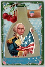 Patriotic George Washington American Flag Silvertone Ax Postcard I30 - £10.19 GBP
