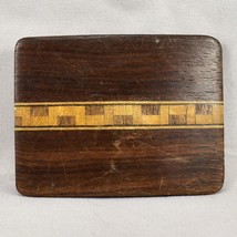 Vintage Belt Buckle Wood Saw Teeth Tooth Pattern Inlay - £19.98 GBP