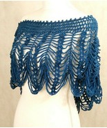 Crochet Summer Cape Lace Top Cover up knit Handmade Fashion Gift blue dr... - £25.69 GBP