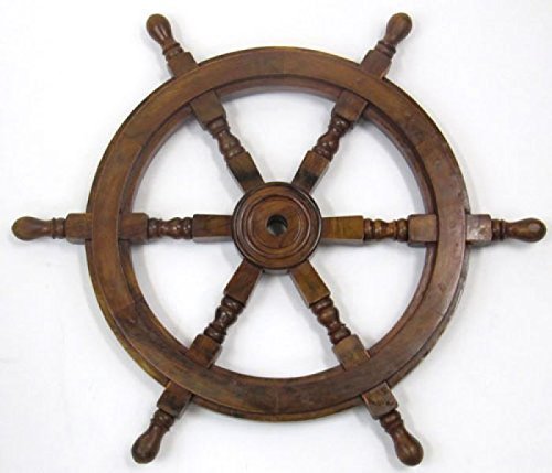 NauticalMart 24"Hand Crafted Premium Nautical Wooden Ship Wheel