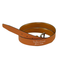 Men VALENTINI Stitched Leather Belt Classic Pin Buckle V711 Tan image 5
