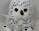 Shining Stars Snowy Owl Plush white black gray spots Russ - $6.23