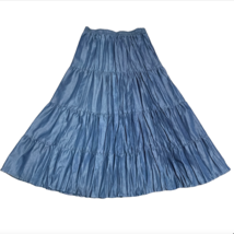 Women&#39;s Sz Small Tiered Dark Wash Beaded Denim Maxi Skirt New Citicraze ... - £28.03 GBP