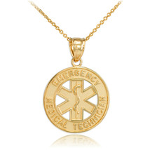 14K Solid Gold Asclepius EMT Medical Emergency Technician Pendant Necklace - £223.73 GBP+