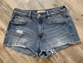 PacSun Shorts Womens 26 Blue Festival Cut-Off High Rise Ripped Medium Wash Denim - £7.88 GBP