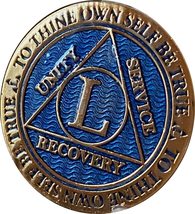 50 Year AA Medallion Reflex Blue Gold Sobriety Chip - $17.81