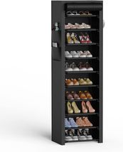 VTRIN Narrow Shoe Rack with Covers 10 Tiers Tall Shoe Rack for Closet En... - $28.99