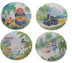 Key West Florida Ceramic Drink Coaster 4pc Set Vacation Cruise Beach House Decor - £9.73 GBP