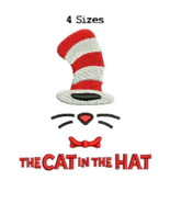 Cat in the Hat Dr Seuss digitized filled embroidery design Digital Download - $6.11 CAD