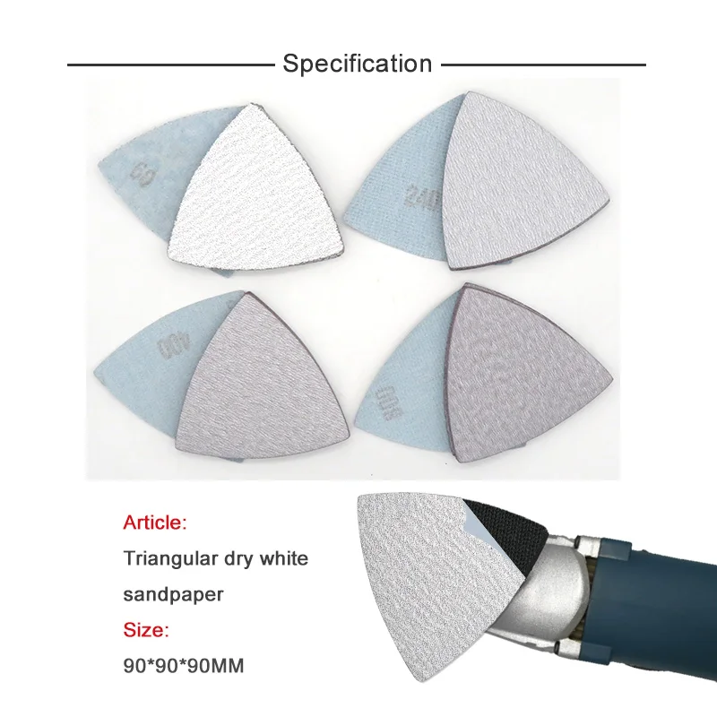 25 Pcs 90*90*90mm Sanding Sheets Triangle Sandpaper Hook &amp; Loop 60 To 800 Grits  - £134.28 GBP