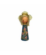 Miniature Folk Art Hand-Painted Wood Angel Figurine Tin Halo - $332.16 MXN