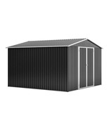 10x10 FT Outdoor Metal Storage Shed - Lockable Utility Garden Tool Black - $10,673.37 MXN